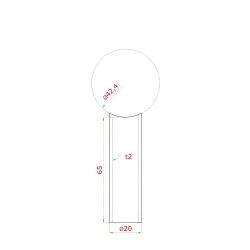 Prechod medzi stĺpom ø 42.4mm a kotviacou platňou, L:65mm Prechod medzi stĺpom ø 42.4mm a kotviacou platňou, L:65mm